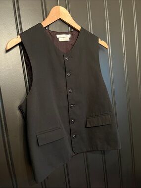 Perry Ellis Black Button Front Vest